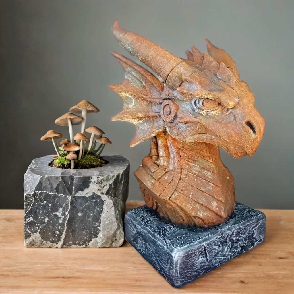 Buste Dragon - Peinture rouille