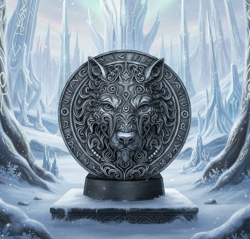 PLA peint 20cm - Loup runique PLA peint 20cm - Loup runique